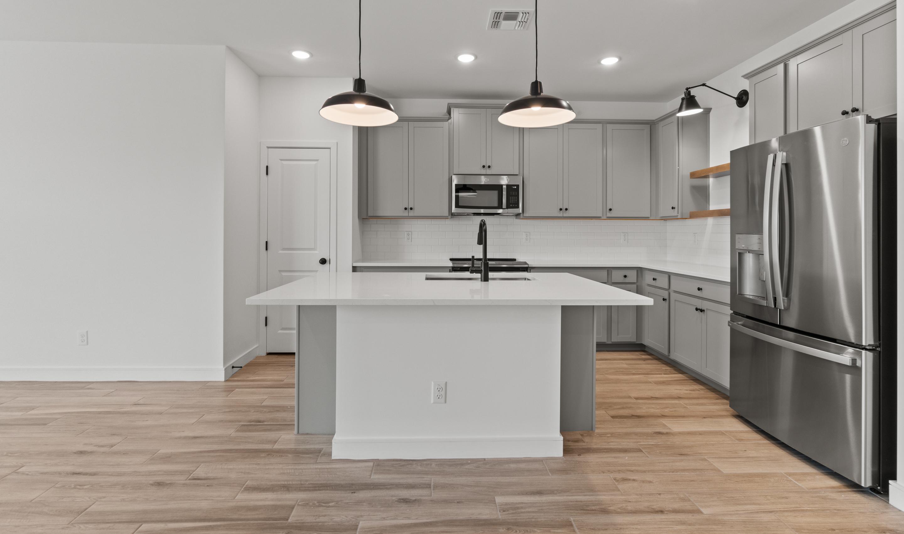 Kitchen with pendant lights
