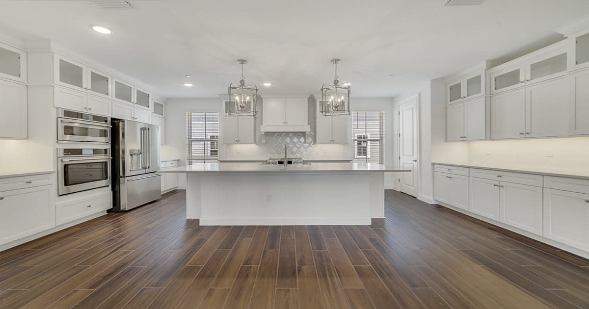 Kitchen with pendant lighting