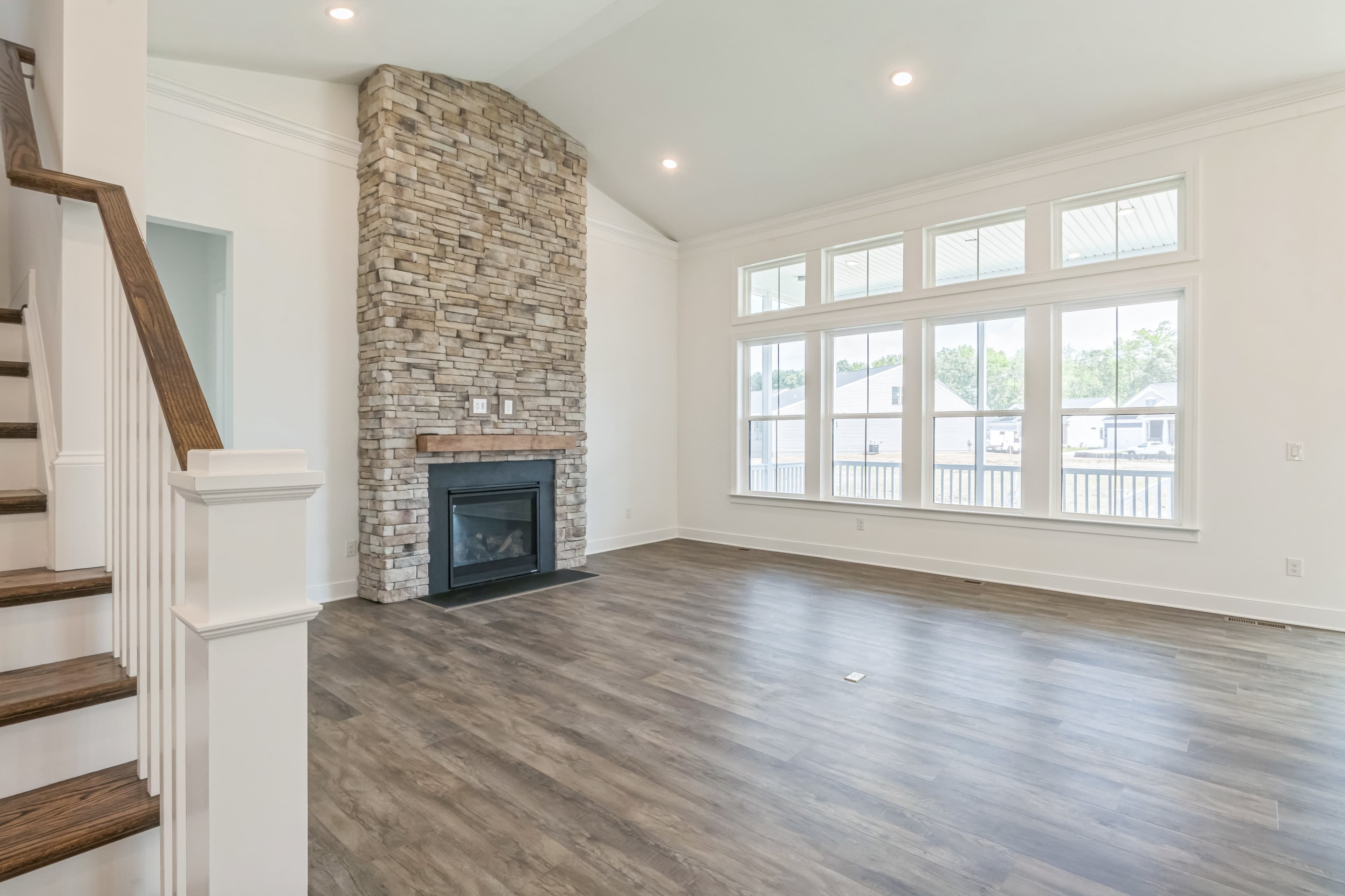 Great room with soaring vaulted ceiling