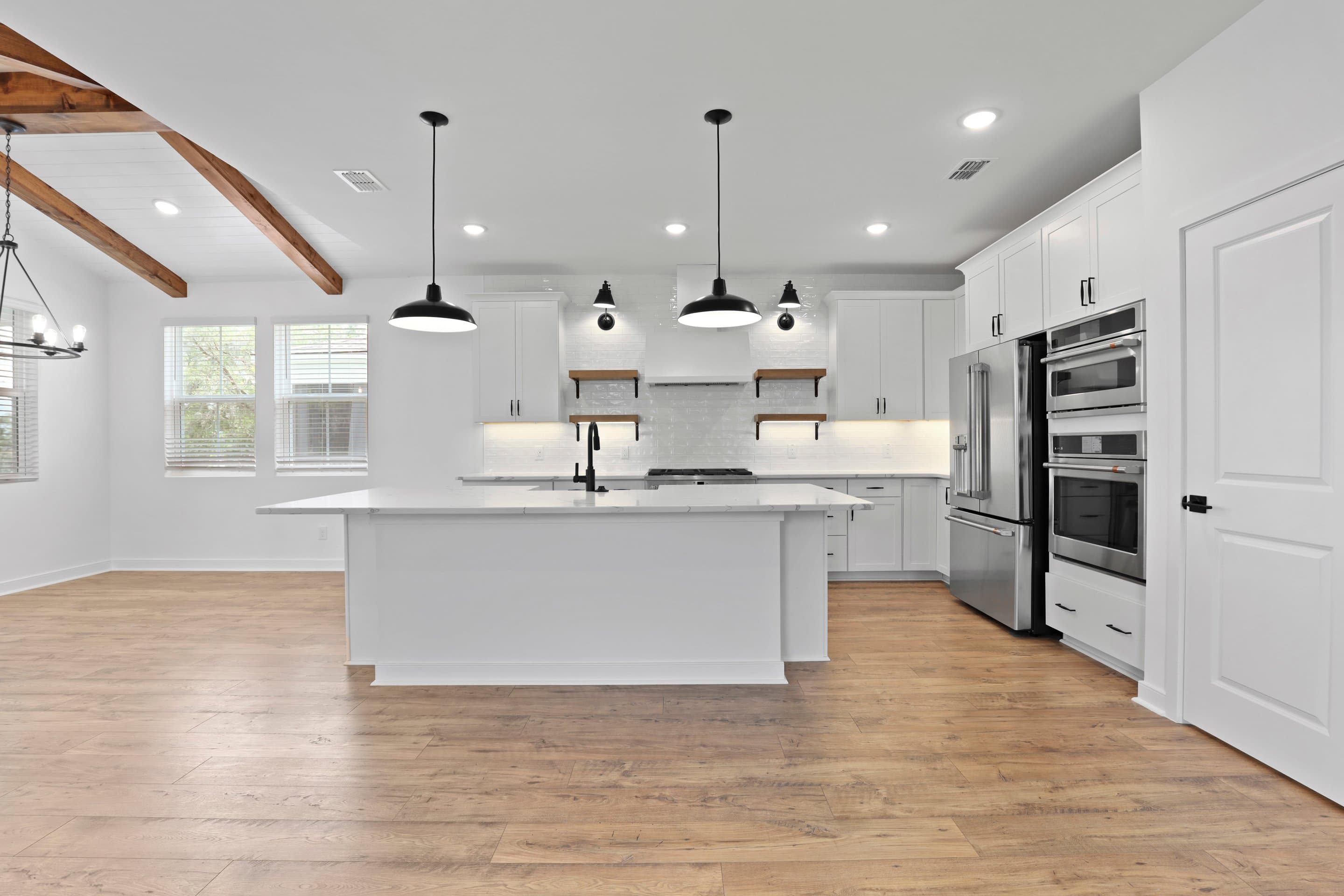 Kitchen with pendant lighting