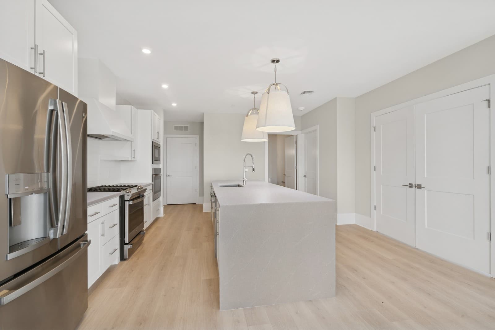 Kitchen with pendant lights