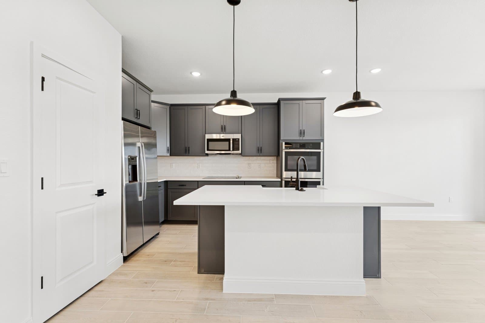 Kitchen with pendant lighting