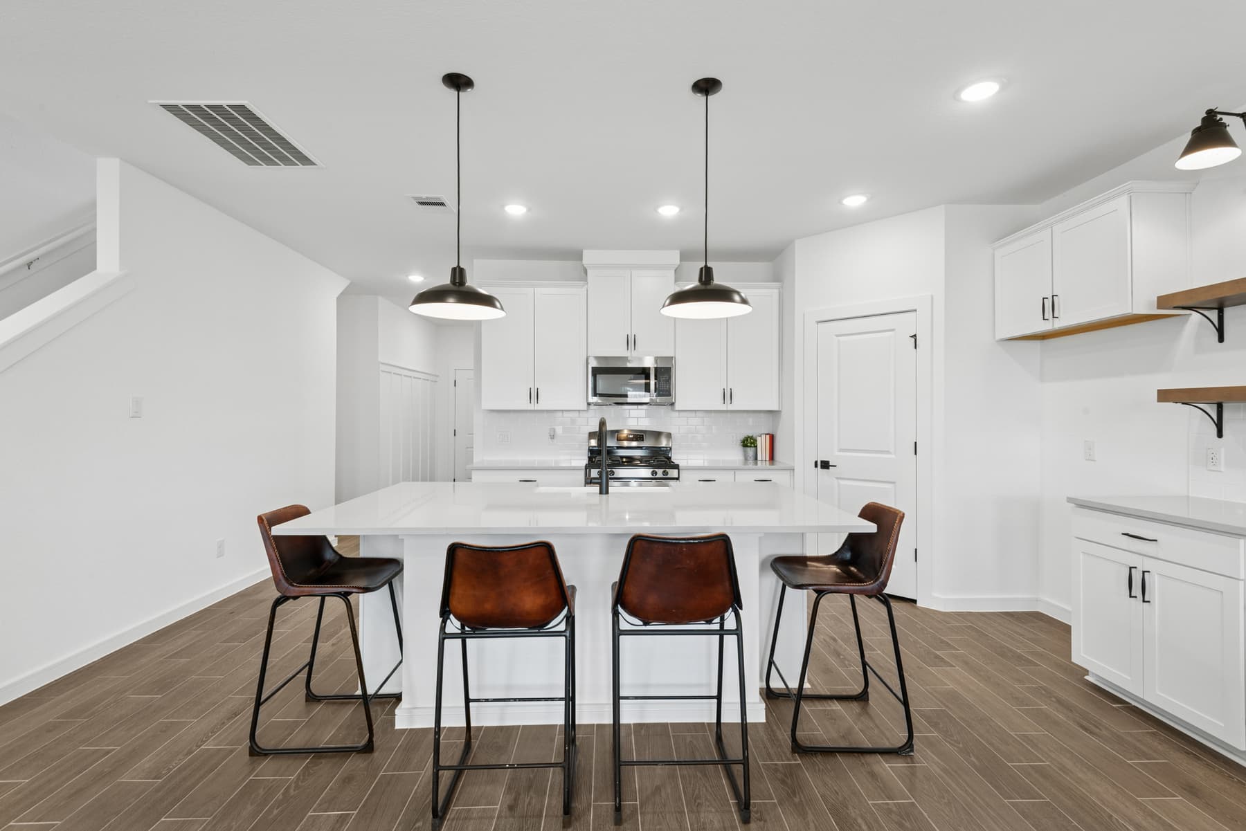 Kitchen with pendant lighting