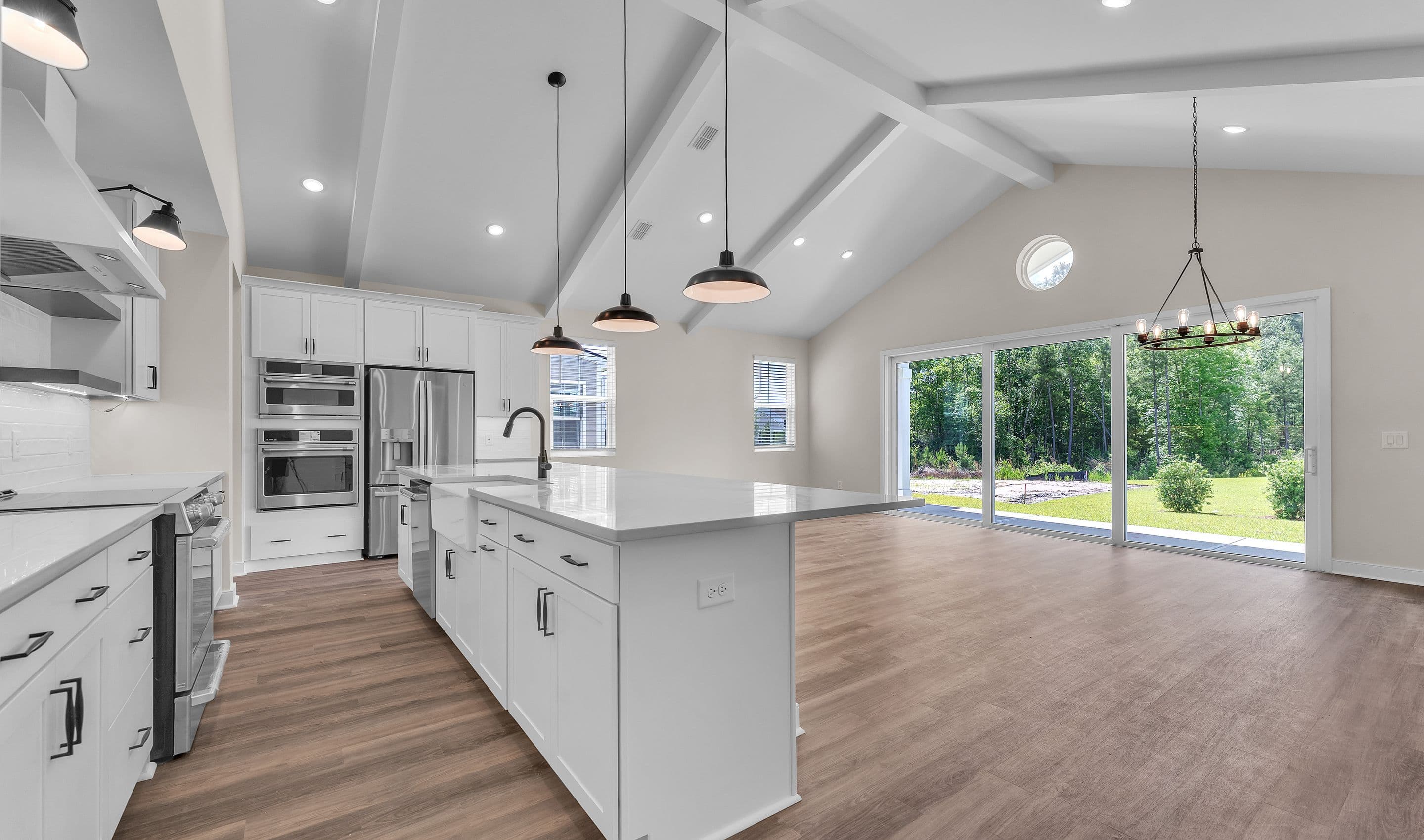 Kitchen with white apron-front sink