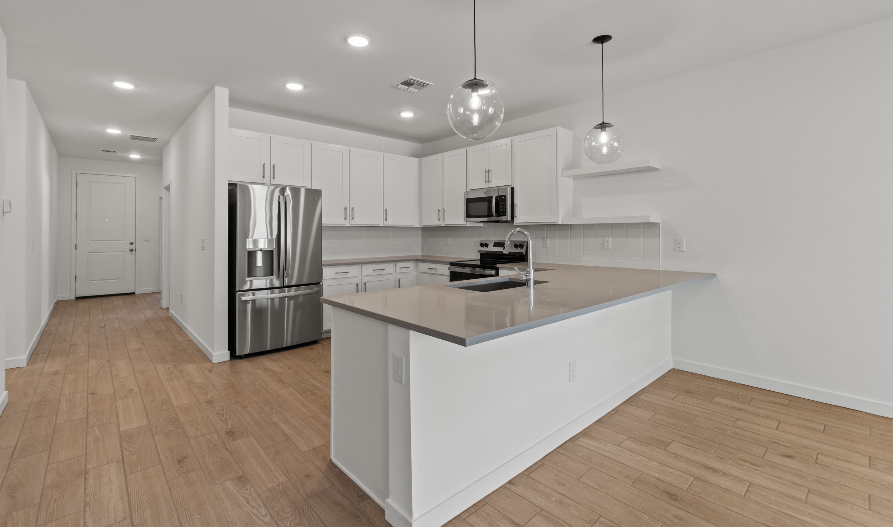 Kitchen with floating shelves