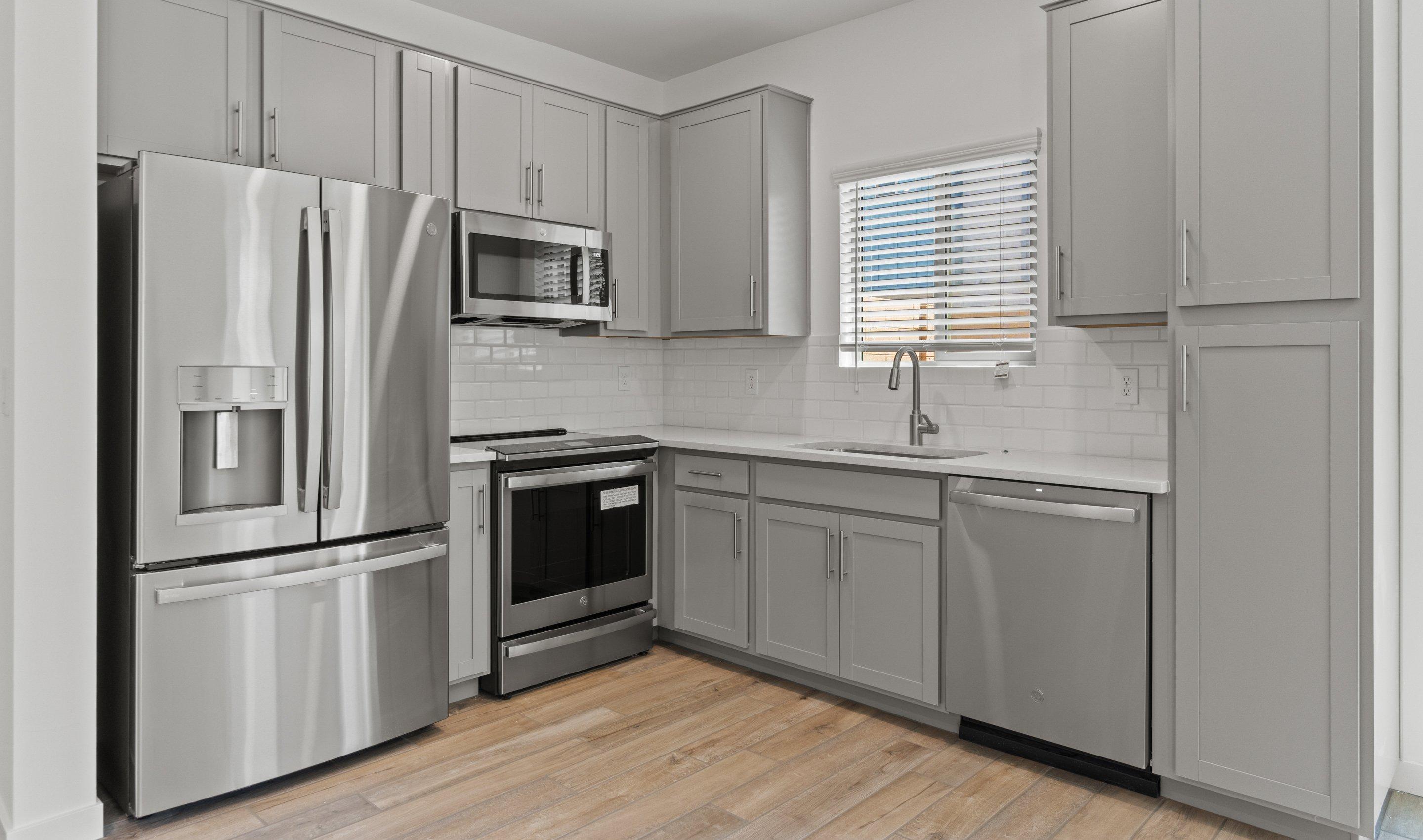 Kitchen with stainless steel appliances