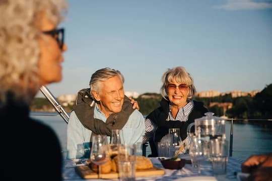 Older Couple Dining on Boat