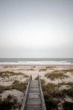 Beach walkway through the sand and grass