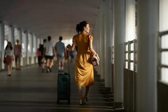 Elegant Lady Walking in Airport