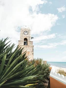 Historic Stone Clock Tower on the Beach in Florida