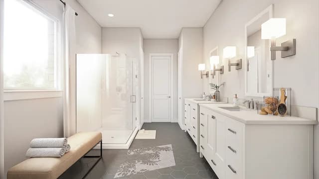 Primary Bath Vanity Dallas Monterra Geneva SPEC 2 Base Palette 3 Furnished