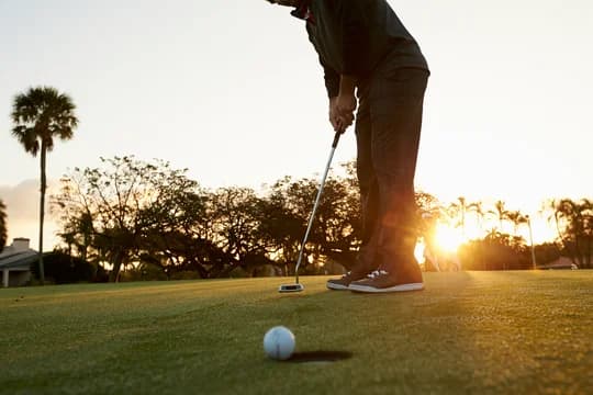 Golf Put at Sunset