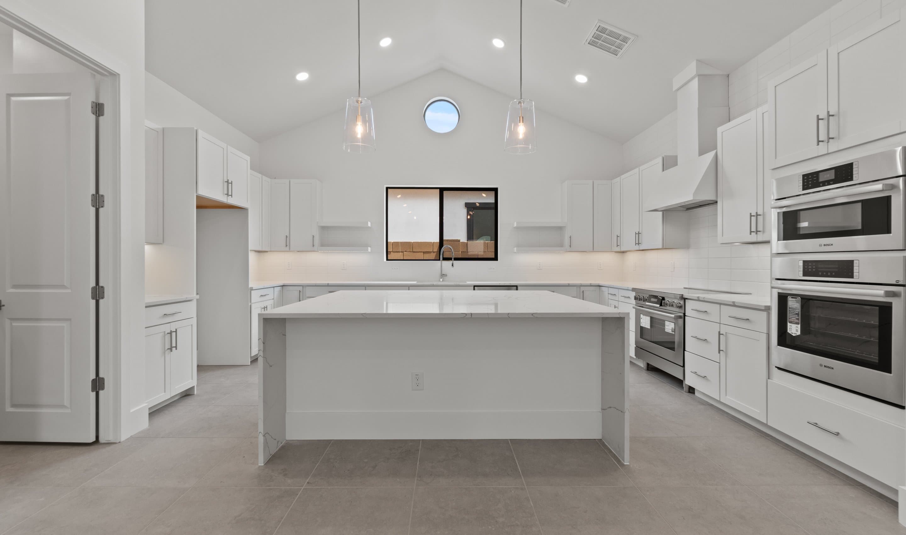 Kitchen with vaulted ceiling