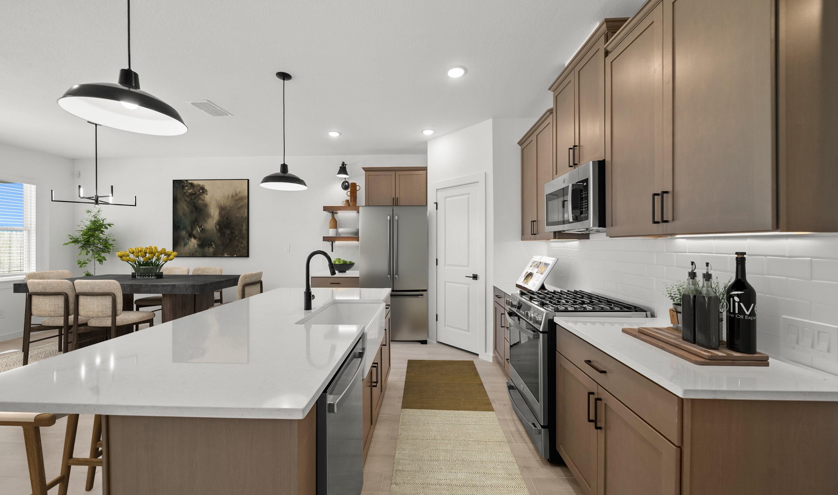 Kitchen with spacious central island