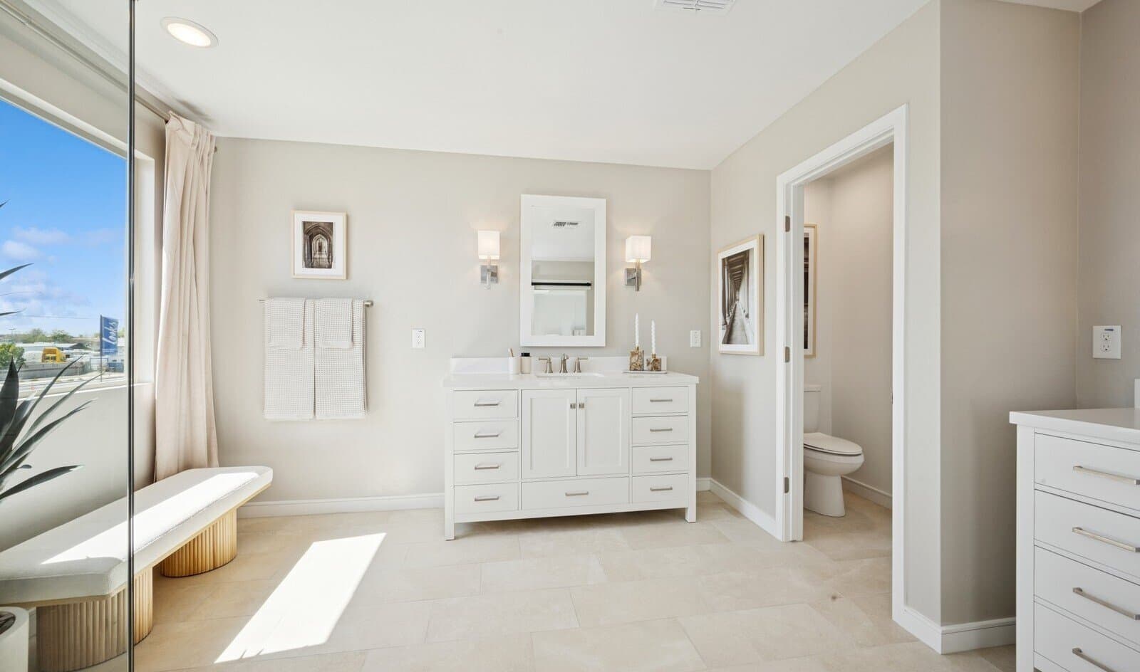 Primary bath with dual vanities