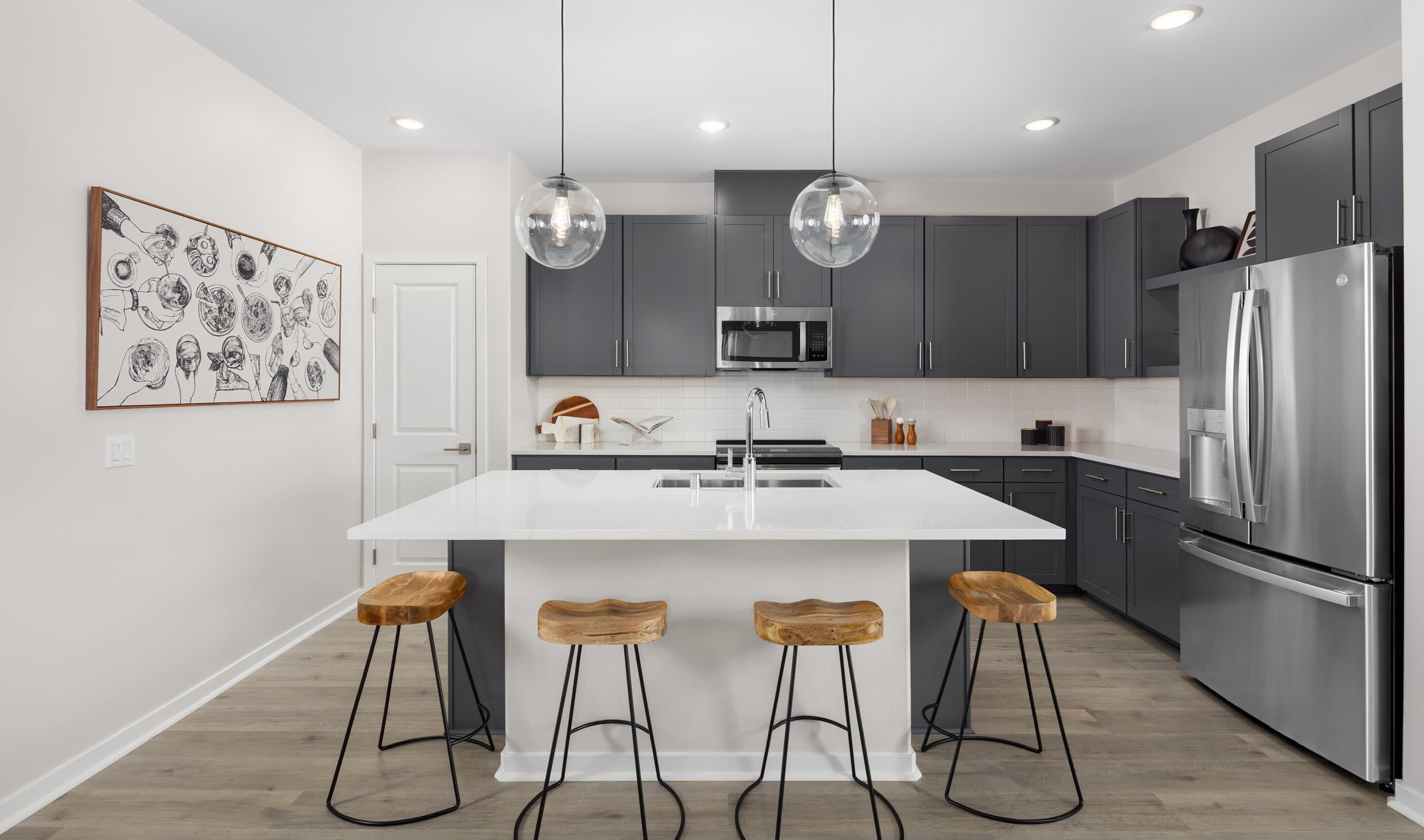 Kitchen with pendant lighting
