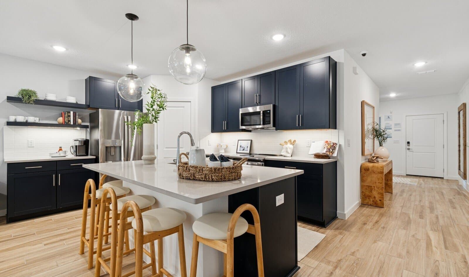 Kitchen with pendant lighting