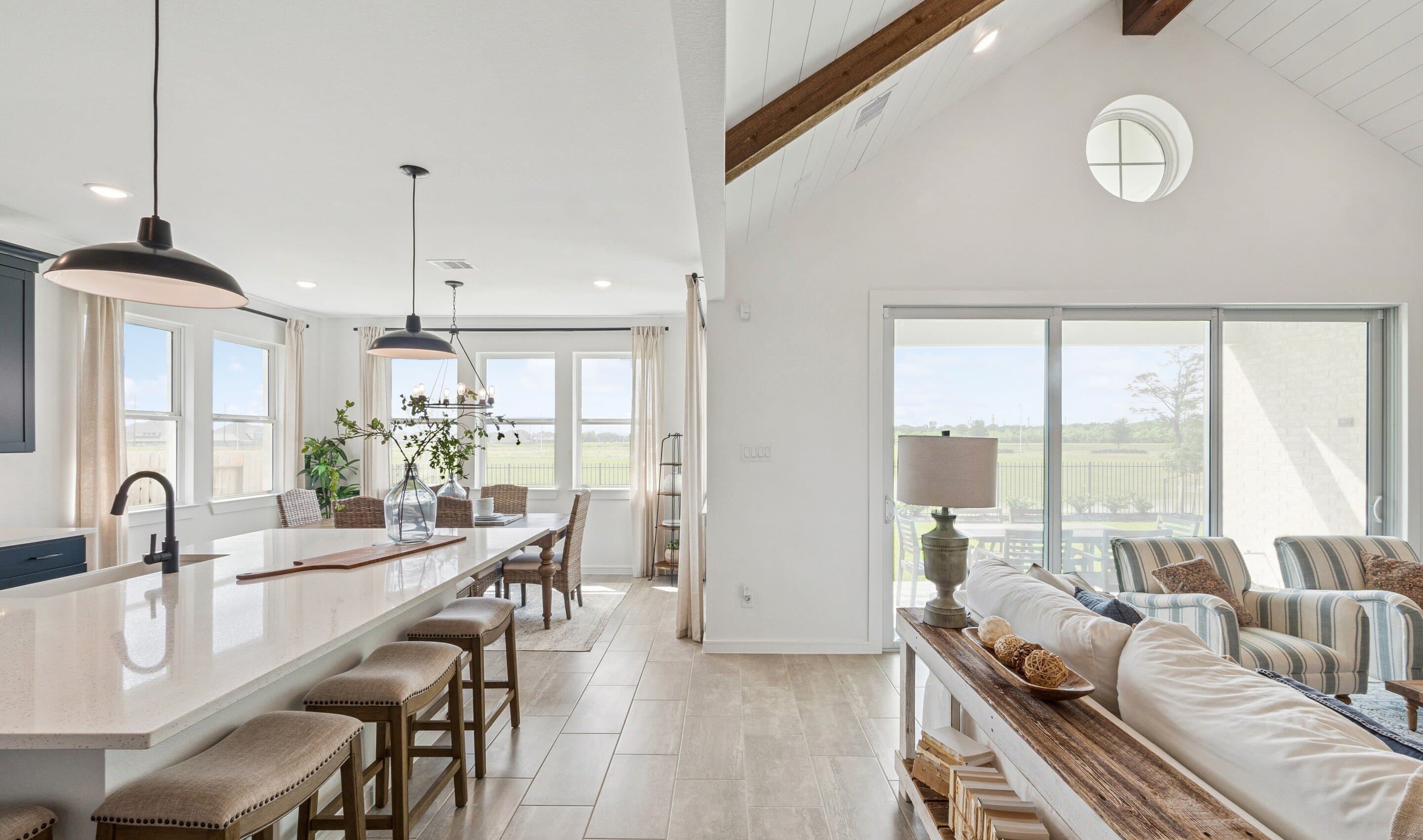 Kitchen & dining area filled with natural light