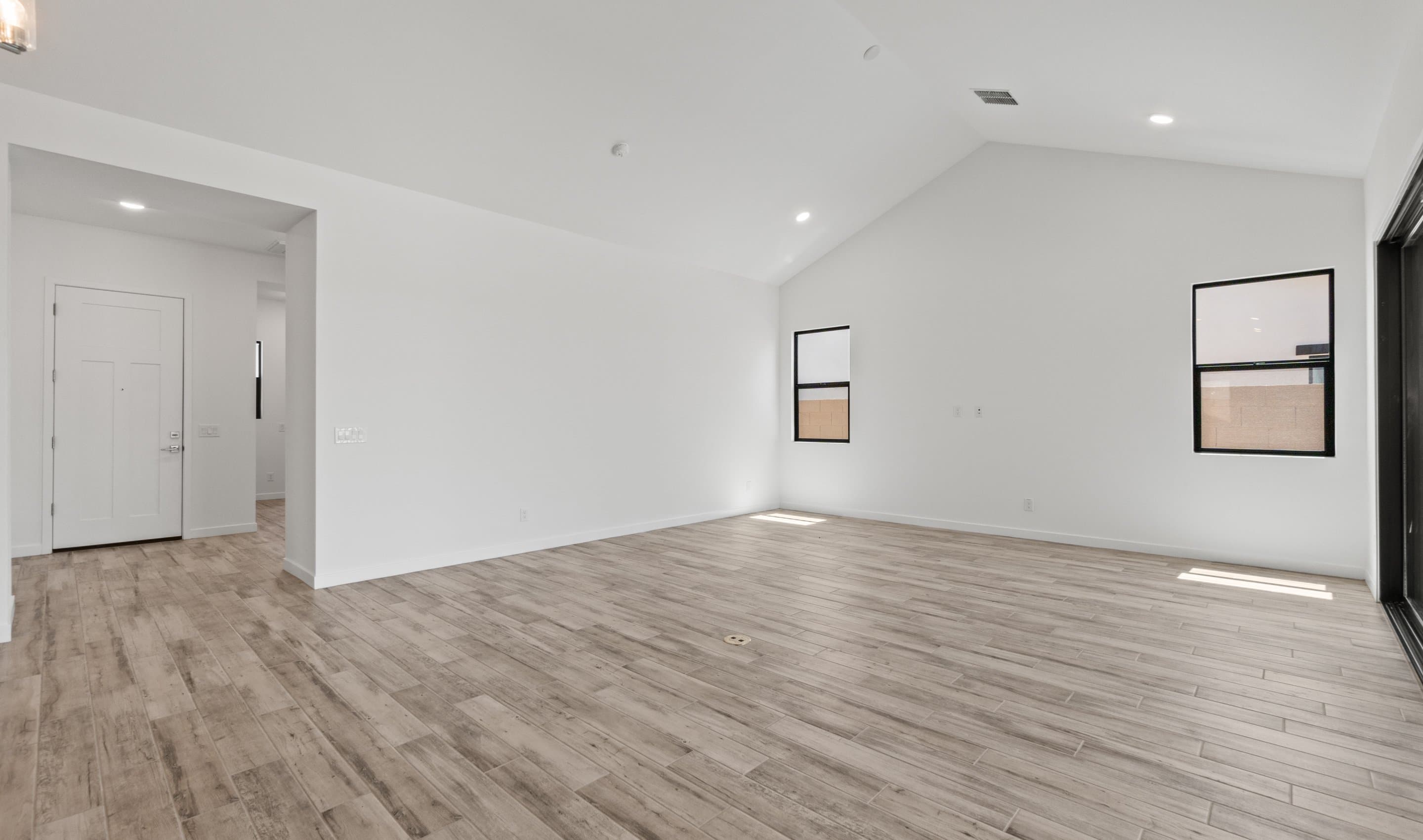 Great room with vaulted ceiling