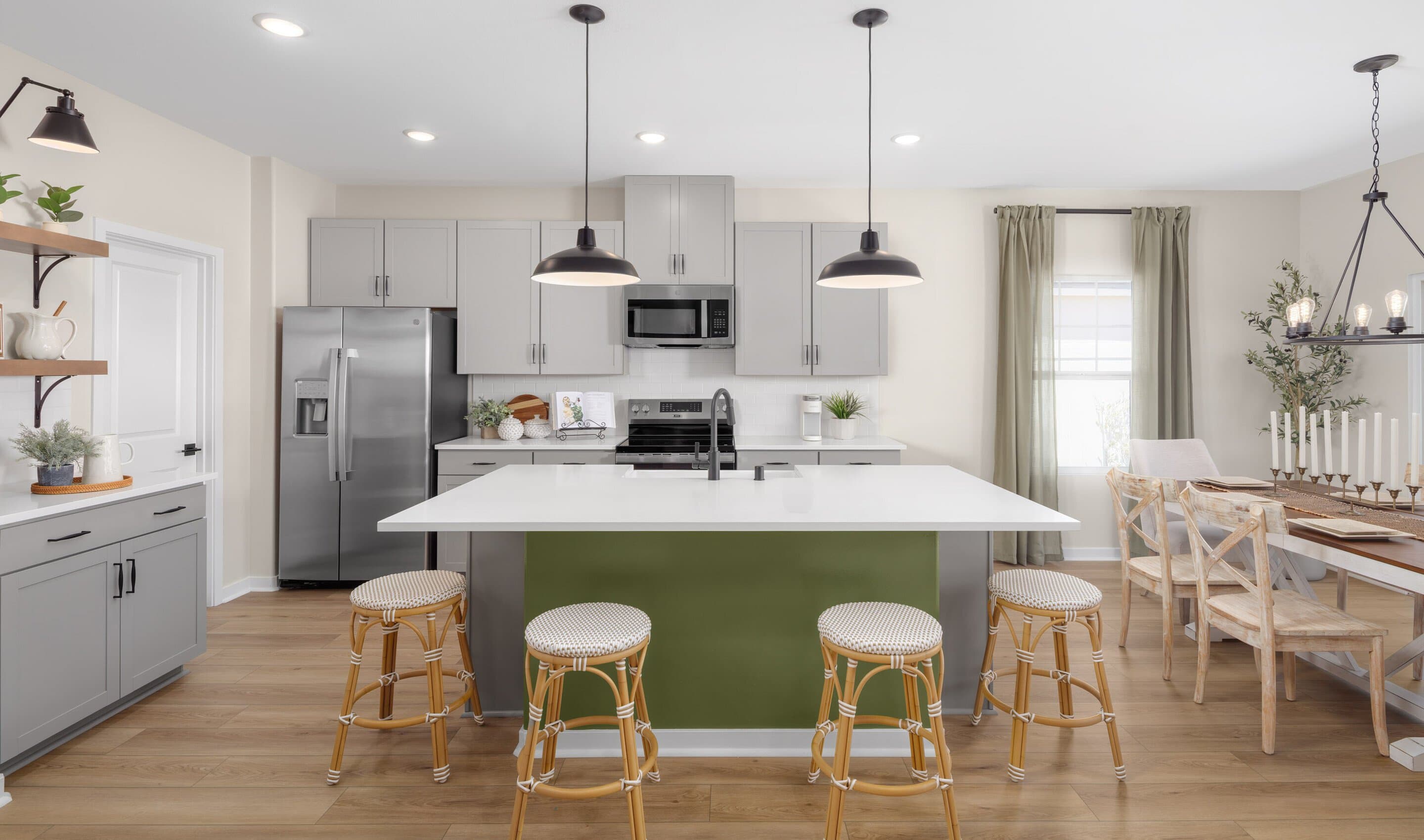 Kitchen with pendant lights