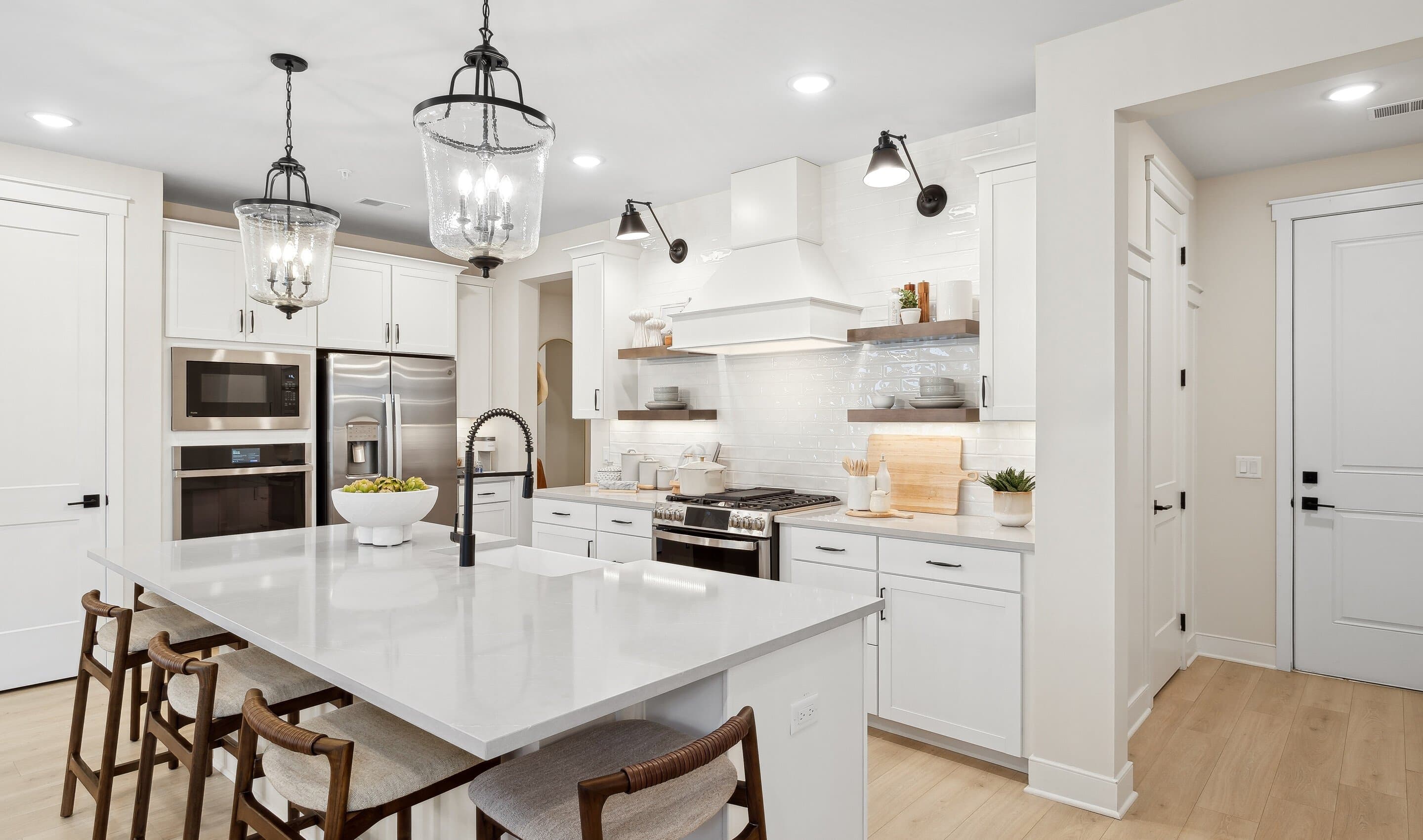 Kitchen with pendant lights